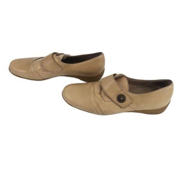 Munro Loafers Professional Leather Slide On Loafers Hook Loop Closure Tan Sz 8N - Picture 5 of 11